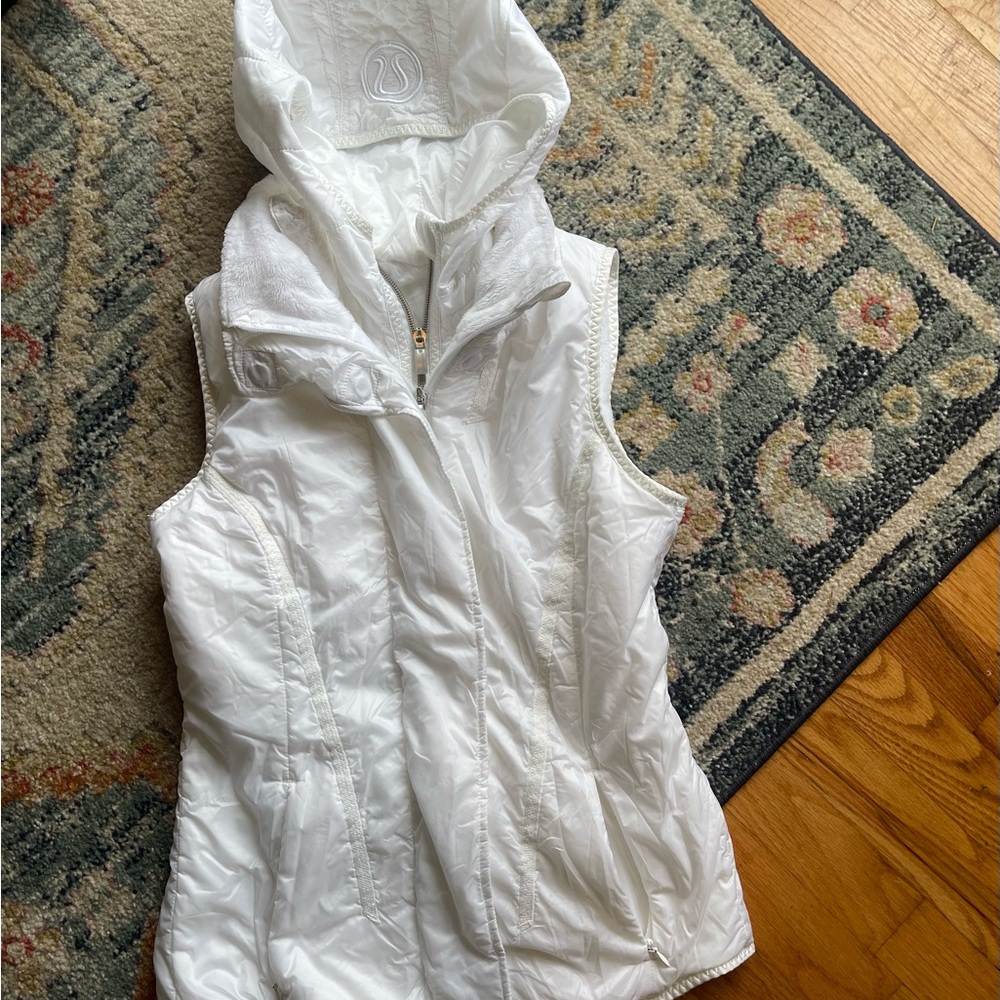 lululemon athletica White Quilted Hooded Down Vest